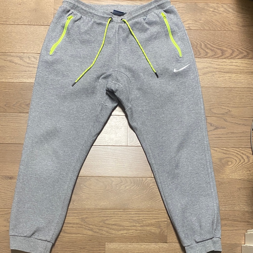 Nike Mens Gray Sweatpants with Yellow Accents